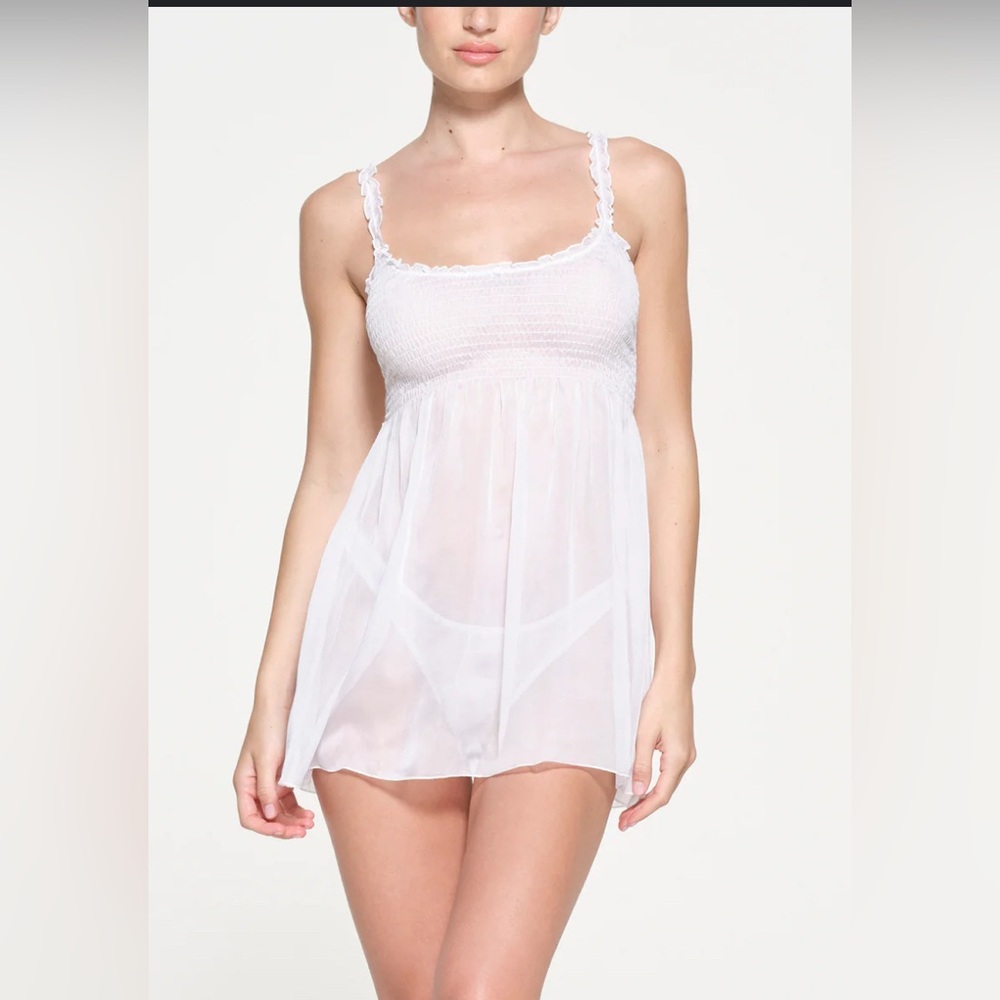 SKIMS romance smocked mini slip dress NWT